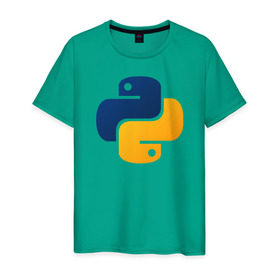 Мужская футболка хлопок с принтом Python в Екатеринбурге, 100% хлопок | прямой крой, круглый вырез горловины, длина до линии бедер, слегка спущенное плечо. | code | codes | pyhton | код | коды | питон | программирование | язык программирования