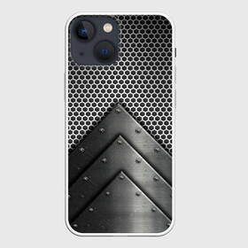 Чехол для iPhone 13 mini с принтом Броня металлическая в Екатеринбурге,  |  | абстракция | броня | геометрия | железо | кольчуга | конус | круги | линии | металл | полосы | сетка | сталь | текстура | треугольник