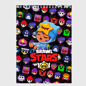 Скетчбук с принтом BRAWL STARS в Екатеринбурге, 100% бумага
 | 48 листов, плотность листов — 100 г/м2, плотность картонной обложки — 250 г/м2. Листы скреплены сверху удобной пружинной спиралью | 8 bit | 8 бит | bibi | brawl stars | crow | el brown | leon | leon shark | max | mr.p | sally leon | shark | stars | virus | werewolf | акула | биби | вирус | ворон | леон | оборотень | пингвин