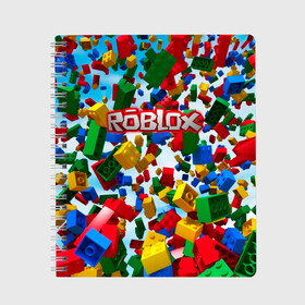 Тетрадь с принтом Roblox Cubes в Екатеринбурге, 100% бумага | 48 листов, плотность листов — 60 г/м2, плотность картонной обложки — 250 г/м2. Листы скреплены сбоку удобной пружинной спиралью. Уголки страниц и обложки скругленные. Цвет линий — светло-серый
 | Тематика изображения на принте: game | game roblox | logo roblox | online game | r | roblox | игра | игра роблокс | лого | лого роблокс | логотип | надпись | онлайн игра | онлайн игра роблокс | роблокс