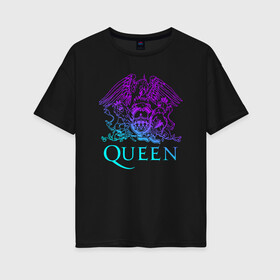 Женская футболка хлопок Oversize с принтом QUEEN в Екатеринбурге, 100% хлопок | свободный крой, круглый ворот, спущенный рукав, длина до линии бедер
 | queen | rock | брайан мэи | группа queen | группа квин | джон дикон | квин | королева | король | роджер тейлор | рок | фредди меркьюри