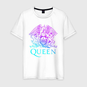 Мужская футболка хлопок с принтом QUEEN в Екатеринбурге, 100% хлопок | прямой крой, круглый вырез горловины, длина до линии бедер, слегка спущенное плечо. | queen | rock | брайан мэи | группа queen | группа квин | джон дикон | квин | королева | король | роджер тейлор | рок | фредди меркьюри