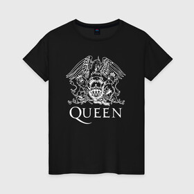Женская футболка хлопок с принтом QUEEN | Фредди Меркьюри в Екатеринбурге, 100% хлопок | прямой крой, круглый вырез горловины, длина до линии бедер, слегка спущенное плечо | queen | rock | брайан мэи | группа queen | группа квин | джон дикон | квин | королева | король | роджер тейлор | рок | фредди меркьюри