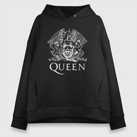 Женское худи Oversize хлопок с принтом QUEEN в Екатеринбурге, френч-терри — 70% хлопок, 30% полиэстер. Мягкий теплый начес внутри —100% хлопок | боковые карманы, эластичные манжеты и нижняя кромка, капюшон на магнитной кнопке | queen | rock | брайан мэи | группа queen | группа квин | джон дикон | квин | королева | король | роджер тейлор | рок | фредди меркьюри