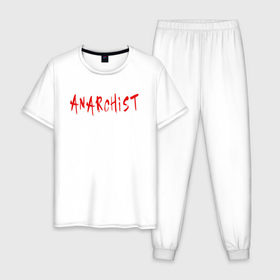 Мужская пижама хлопок с принтом Анархист в Екатеринбурге, 100% хлопок | брюки и футболка прямого кроя, без карманов, на брюках мягкая резинка на поясе и по низу штанин
 | anarchism | anarchist | anarchy | music | punk | revolution | rock | system | анархизм | анархист | анархия | гражданская | летов | музыка | оборона | панк | революция | рок