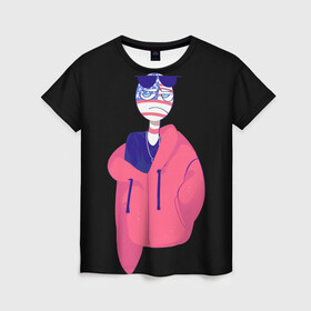 Женская футболка 3D с принтом СountryHumans в Екатеринбурге, 100% полиэфир ( синтетическое хлопкоподобное полотно) | прямой крой, круглый вырез горловины, длина до линии бедер | country humans | америка | интернет приколы | мемы | прикольные картинки | сountryhumans