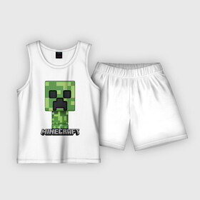 Детская пижама с шортами хлопок с принтом MINECRAFT в Екатеринбурге,  |  | block | creeper | cube | minecraft | pixel | блок | геометрия | крафт | крипер | кубики | майнкрафт | пиксели