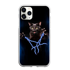 Чехол для iPhone 11 Pro матовый с принтом Грозовой кошак(громовержец) в Екатеринбурге, Силикон |  | грозовой | громовержец | кот | кошак | молнии | разряды | черный