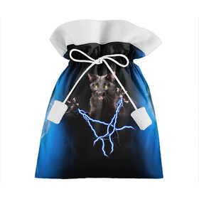 Подарочный 3D мешок с принтом Грозовой кошак(громовержец) в Екатеринбурге, 100% полиэстер | Размер: 29*39 см | грозовой | громовержец | кот | кошак | молнии | разряды | черный