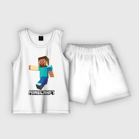 Детская пижама с шортами хлопок с принтом MINECRAFT в Екатеринбурге,  |  | block | creeper | cube | minecraft | pixel | блок | геометрия | крафт | крипер | кубики | майнкрафт | пиксели