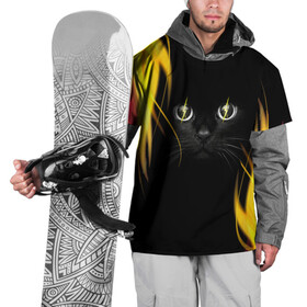 Накидка на куртку 3D с принтом Грозовой кошак в Екатеринбурге, 100% полиэстер |  | Тематика изображения на принте: глаза | грозовой | кот | кошак | молнии | пламя | разряды | черный