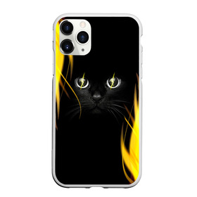 Чехол для iPhone 11 Pro матовый с принтом Грозовой кошак в Екатеринбурге, Силикон |  | глаза | грозовой | кот | кошак | молнии | пламя | разряды | черный
