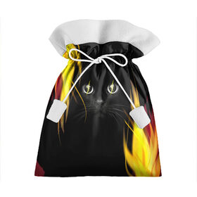 Подарочный 3D мешок с принтом Грозовой кошак в Екатеринбурге, 100% полиэстер | Размер: 29*39 см | глаза | грозовой | кот | кошак | молнии | пламя | разряды | черный