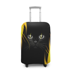 Чехол для чемодана 3D с принтом Грозовой кошак в Екатеринбурге, 86% полиэфир, 14% спандекс | двустороннее нанесение принта, прорези для ручек и колес | глаза | грозовой | кот | кошак | молнии | пламя | разряды | черный