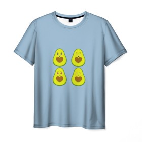 Мужская футболка 3D с принтом Авокадо в Екатеринбурге, 100% полиэфир | прямой крой, круглый вырез горловины, длина до линии бедер | авокадо | авокадо с сердечком | авокадо сердечко | авокадо сердце | авокадо эмоции | сердечко | четыре | четыре авокадо