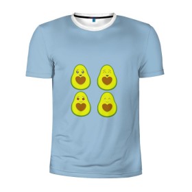 Мужская футболка 3D спортивная с принтом Авокадо в Екатеринбурге, 100% полиэстер с улучшенными характеристиками | приталенный силуэт, круглая горловина, широкие плечи, сужается к линии бедра | Тематика изображения на принте: авокадо | авокадо с сердечком | авокадо сердечко | авокадо сердце | авокадо эмоции | сердечко | четыре | четыре авокадо