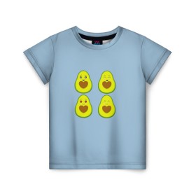Детская футболка 3D с принтом Авокадо в Екатеринбурге, 100% гипоаллергенный полиэфир | прямой крой, круглый вырез горловины, длина до линии бедер, чуть спущенное плечо, ткань немного тянется | авокадо | авокадо с сердечком | авокадо сердечко | авокадо сердце | авокадо эмоции | сердечко | четыре | четыре авокадо