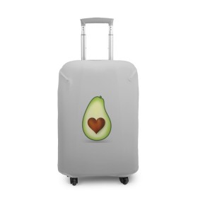 Чехол для чемодана 3D с принтом Авокадо сердечко в Екатеринбурге, 86% полиэфир, 14% спандекс | двустороннее нанесение принта, прорези для ручек и колес | авокадо | авокадо с сердечком | авокадо сердечко | авокадо сердце | авокадо эмоции | сердечко | четыре | четыре авокадо