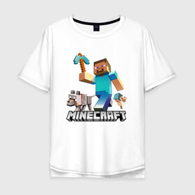 Мужская футболка хлопок Oversize с принтом MINECRAFT в Екатеринбурге, 100% хлопок | свободный крой, круглый ворот, “спинка” длиннее передней части | block | creeper | cube | minecraft | pixel | блок | геометрия | крафт | крипер | кубики | майнкрафт | пиксели