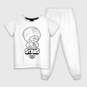 Детская пижама хлопок с принтом Brawl Stars LEON (раскраска) в Екатеринбурге, 100% хлопок |  брюки и футболка прямого кроя, без карманов, на брюках мягкая резинка на поясе и по низу штанин
 | Тематика изображения на принте: brawl | brawl stars | crow | leon | sally | shark | stars | акула | бравл | бравл старс | браво старс | игра | компьютерная | кров | леон | леон акула | раскраска | старс | шарк