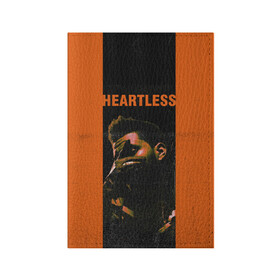Обложка для паспорта матовая кожа с принтом HEARTLESS в Екатеринбурге, натуральная матовая кожа | размер 19,3 х 13,7 см; прозрачные пластиковые крепления | blinding lights | heartless | starboy | the weekend | уикенд