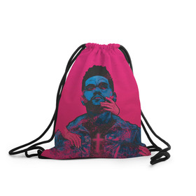 Рюкзак-мешок 3D с принтом The Weeknd в Екатеринбурге, 100% полиэстер | плотность ткани — 200 г/м2, размер — 35 х 45 см; лямки — толстые шнурки, застежка на шнуровке, без карманов и подкладки | blinding lights | heartless | starboy | the weekend | уикенд