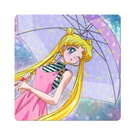 Магнит виниловый Квадрат с принтом Sailor Moon в Екатеринбурге, полимерный материал с магнитным слоем | размер 9*9 см, закругленные углы | Тематика изображения на принте: baby | bunny | girl | like | pink | sailormoon | usagi | вода капли | воин | волосы | глаза | девушка | дождь | зайчик | зонтик | котик | кролик | лето | луна | малышка | матроска | небо | облака | природа | радуга | розовый