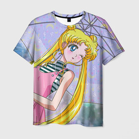 Мужская футболка 3D с принтом Sailor Moon в Екатеринбурге, 100% полиэфир | прямой крой, круглый вырез горловины, длина до линии бедер | baby | bunny | girl | like | pink | sailormoon | usagi | вода капли | воин | волосы | глаза | девушка | дождь | зайчик | зонтик | котик | кролик | лето | луна | малышка | матроска | небо | облака | природа | радуга | розовый