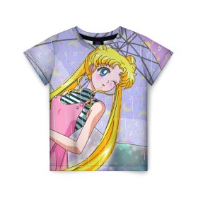 Детская футболка 3D с принтом Sailor Moon в Екатеринбурге, 100% гипоаллергенный полиэфир | прямой крой, круглый вырез горловины, длина до линии бедер, чуть спущенное плечо, ткань немного тянется | Тематика изображения на принте: baby | bunny | girl | like | pink | sailormoon | usagi | вода капли | воин | волосы | глаза | девушка | дождь | зайчик | зонтик | котик | кролик | лето | луна | малышка | матроска | небо | облака | природа | радуга | розовый
