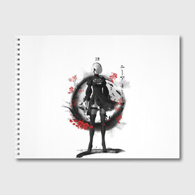 Альбом для рисования с принтом 2B Ink Sakura dawn в Екатеринбурге, 100% бумага
 | матовая бумага, плотность 200 мг. | 2a | 2b | 9s | andoird | ink | japanese | kanji | nier automata | nuar | sakura | yohra | андроид | кандзи | нуар | сакура | чернила | япония