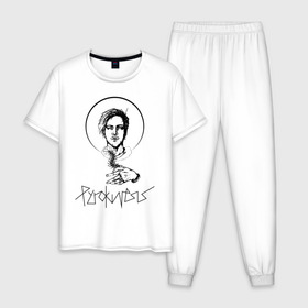 Мужская пижама хлопок с принтом Pyrokinesys в Екатеринбурге, 100% хлопок | брюки и футболка прямого кроя, без карманов, на брюках мягкая резинка на поясе и по низу штанин
 | Тематика изображения на принте: 