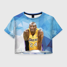 Женская футболка Crop-top 3D с принтом Kobe Bryant Lackers 24 blue в Екатеринбурге, 100% полиэстер | круглая горловина, длина футболки до линии талии, рукава с отворотами | 24 | 8 | black | blue | bryant | kobe | lackers 24 | lakers | mamba | mentality | баскетбол | брайант | детская | детскую | женская | женскую | коба | коби | купить | мамба | менталитет | мужская | мужскую | черная