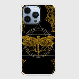 Чехол для iPhone 13 Pro с принтом Golden dragonfly в Екатеринбурге,  |  | dragonfly | golden dragonfly | стрекоза