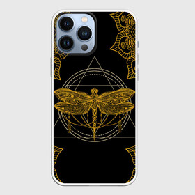 Чехол для iPhone 13 Pro Max с принтом Golden dragonfly в Екатеринбурге,  |  | Тематика изображения на принте: dragonfly | golden dragonfly | стрекоза