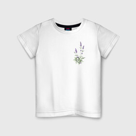 Детская футболка хлопок с принтом Lavanda в Екатеринбурге, 100% хлопок | круглый вырез горловины, полуприлегающий силуэт, длина до линии бедер | Тематика изображения на принте: лаванда | лавандовые цветы | милота | нежность | цветочки | цветы