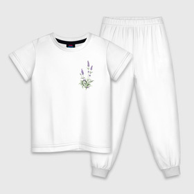 Детская пижама хлопок с принтом Lavanda в Екатеринбурге, 100% хлопок |  брюки и футболка прямого кроя, без карманов, на брюках мягкая резинка на поясе и по низу штанин
 | Тематика изображения на принте: лаванда | лавандовые цветы | милота | нежность | цветочки | цветы