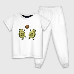 Детская пижама хлопок с принтом Авокадик в Екатеринбурге, 100% хлопок |  брюки и футболка прямого кроя, без карманов, на брюках мягкая резинка на поясе и по низу штанин
 | Тематика изображения на принте: avocado | vegan | vegetarian | авокадо | веган | вегетарианство
