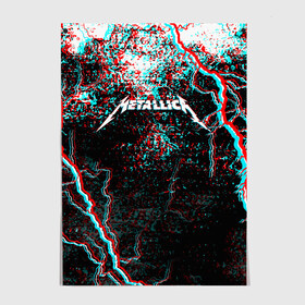 Постер с принтом METALLICA GLITCH STORM в Екатеринбурге, 100% бумага
 | бумага, плотность 150 мг. Матовая, но за счет высокого коэффициента гладкости имеет небольшой блеск и дает на свету блики, но в отличии от глянцевой бумаги не покрыта лаком | metallica | rock | джеймс хэтфилд | джейсон ньюстед | дэйв мастейн | кирк хэмметт | клифф бёртон | ларс ульрих | металлика | музыка | роберт трухильо | рок