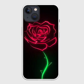 Чехол для iPhone 13 с принтом Неоновая роза в Екатеринбурге,  |  | 8 марта | neon | rose | неон | роза