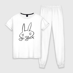 Женская пижама хлопок с принтом Подпись Наначи в Екатеринбурге, 100% хлопок | брюки и футболка прямого кроя, без карманов, на брюках мягкая резинка на поясе и по низу штанин | anime | made in abyss | nanachi | аниме | нанати | наначи | созданный в бездне