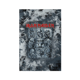 Обложка для паспорта матовая кожа с принтом Iron Maiden в Екатеринбурге, натуральная матовая кожа | размер 19,3 х 13,7 см; прозрачные пластиковые крепления | Тематика изображения на принте: 80s | hardrock | heavy | iron | maiden | metal | pop | steve harris | the final frontier | uk | айрон | группа | железная дева | метал | мэйден | хеви