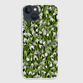Чехол для iPhone 13 с принтом Подснежники в Екатеринбурге,  |  | Тематика изображения на принте: 8 марта | букет | весенний | весна | клумба | паттерн | подарок | подснежник | растение | цветочный | цветы. цветок