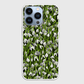 Чехол для iPhone 13 Pro с принтом Подснежники в Екатеринбурге,  |  | Тематика изображения на принте: 8 марта | букет | весенний | весна | клумба | паттерн | подарок | подснежник | растение | цветочный | цветы. цветок