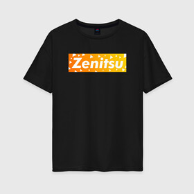 Женская футболка хлопок Oversize с принтом ZENITSU в Екатеринбурге, 100% хлопок | свободный крой, круглый ворот, спущенный рукав, длина до линии бедер
 | demon slayer | kimetsu no yaiba | nezuko | shinobu | slayer | tanjiro | zenitsu | гию томиока | зенитцу | иноске хашибира | клинок рассекающий демонов | незуко | танджиро | шинобу кочо