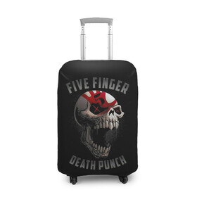 Чехол для чемодана 3D с принтом Five Finger Death Punch в Екатеринбурге, 86% полиэфир, 14% спандекс | двустороннее нанесение принта, прорези для ручек и колес | 5fdp | death | ffdp | finger | five | five finger death punch | punch | грув метал