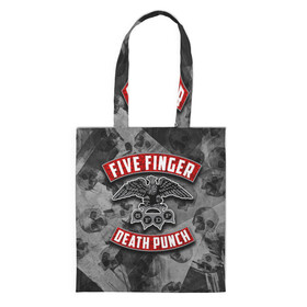 Шоппер 3D с принтом Five Finger Death Punch в Екатеринбурге, 100% полиэстер | Плотность: 200 г/м2; Размер: 34×35 см; Высота лямок: 30 см | 5fdp | death | ffdp | finger | five | five finger death punch | punch | грув метал