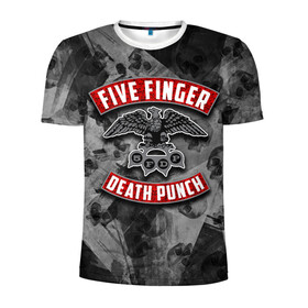 Мужская футболка 3D спортивная с принтом Five Finger Death Punch в Екатеринбурге, 100% полиэстер с улучшенными характеристиками | приталенный силуэт, круглая горловина, широкие плечи, сужается к линии бедра | 5fdp | death | ffdp | finger | five | five finger death punch | punch | грув метал