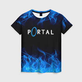 Женская футболка 3D с принтом PORTAL. в Екатеринбурге, 100% полиэфир ( синтетическое хлопкоподобное полотно) | прямой крой, круглый вырез горловины, длина до линии бедер | aperture science | black mesa xen | half life | portal | portal 2 | valve | игра | портал