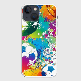 Чехол для iPhone 13 mini с принтом Football Paints в Екатеринбурге,  |  | Тематика изображения на принте: art | ball | football | paint | spray | texture | арт | брызги | краски | мяч | текстура | футбол