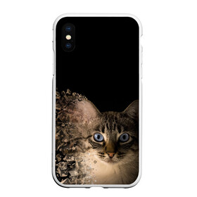 Чехол для iPhone XS Max матовый с принтом Disintegrating Cat в Екатеринбурге, Силикон | Область печати: задняя сторона чехла, без боковых панелей | cat | азулес | атомный кот | голубоглазая кошка | голубоглазый кот | голубоглазый котик | кот | кот к | кот распадающийся на атомы | кот с голубыми глазами | котик | котэ | кошак | кошачий портрет